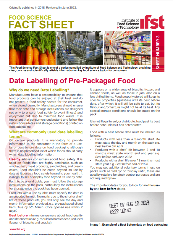 Food Science Fact Sheets Institute of Food Science and Technology